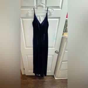 Windsor Navy Velvet V-Neck Spaghetti Strap Maxi Dress